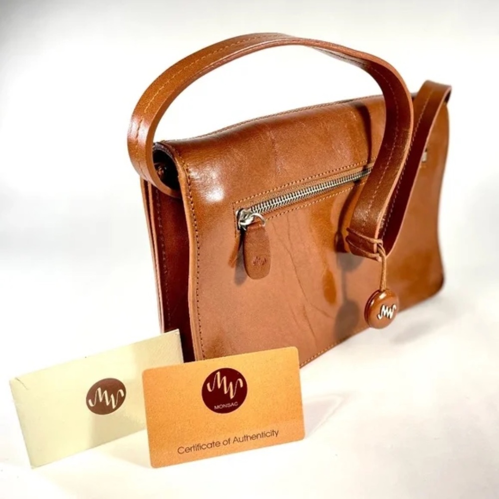 Monsac Cognac/Brown Leather Purse/Clutch - Picture 7 of 7